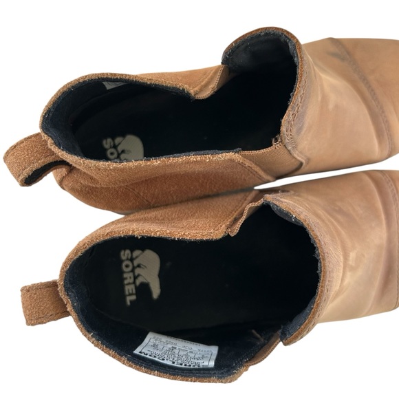 SOREL Evie II Chelsea Waterproof Brown-Tan Leather + Suede Ankle Boots 9 - Picture 10 of 12